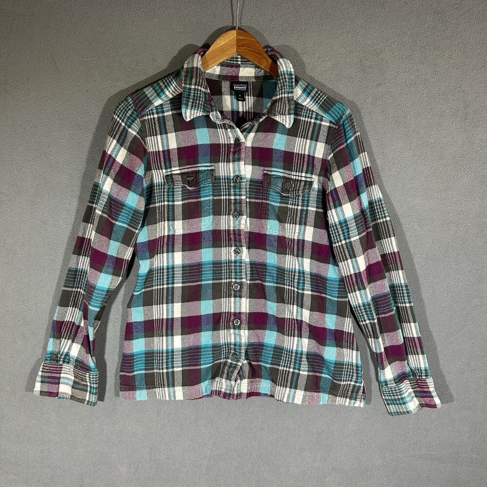 Patagonia Womans SZ 6 Fjord Flannel Organic Cotton Button Down Long Sleeve Plaid